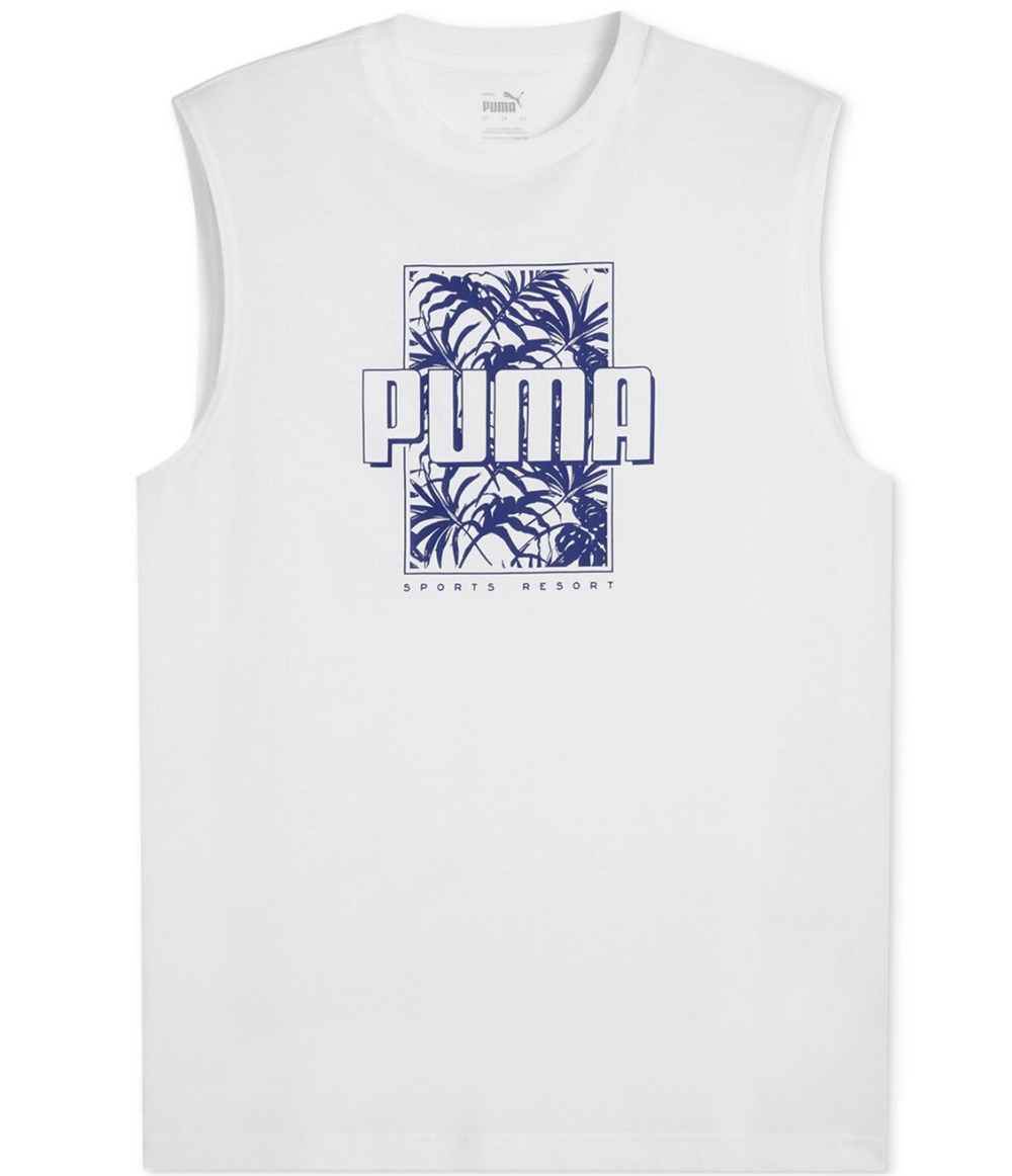 Puma Men Palm Resort Logo Graphic Sleeveless T-Shirt White Size XL